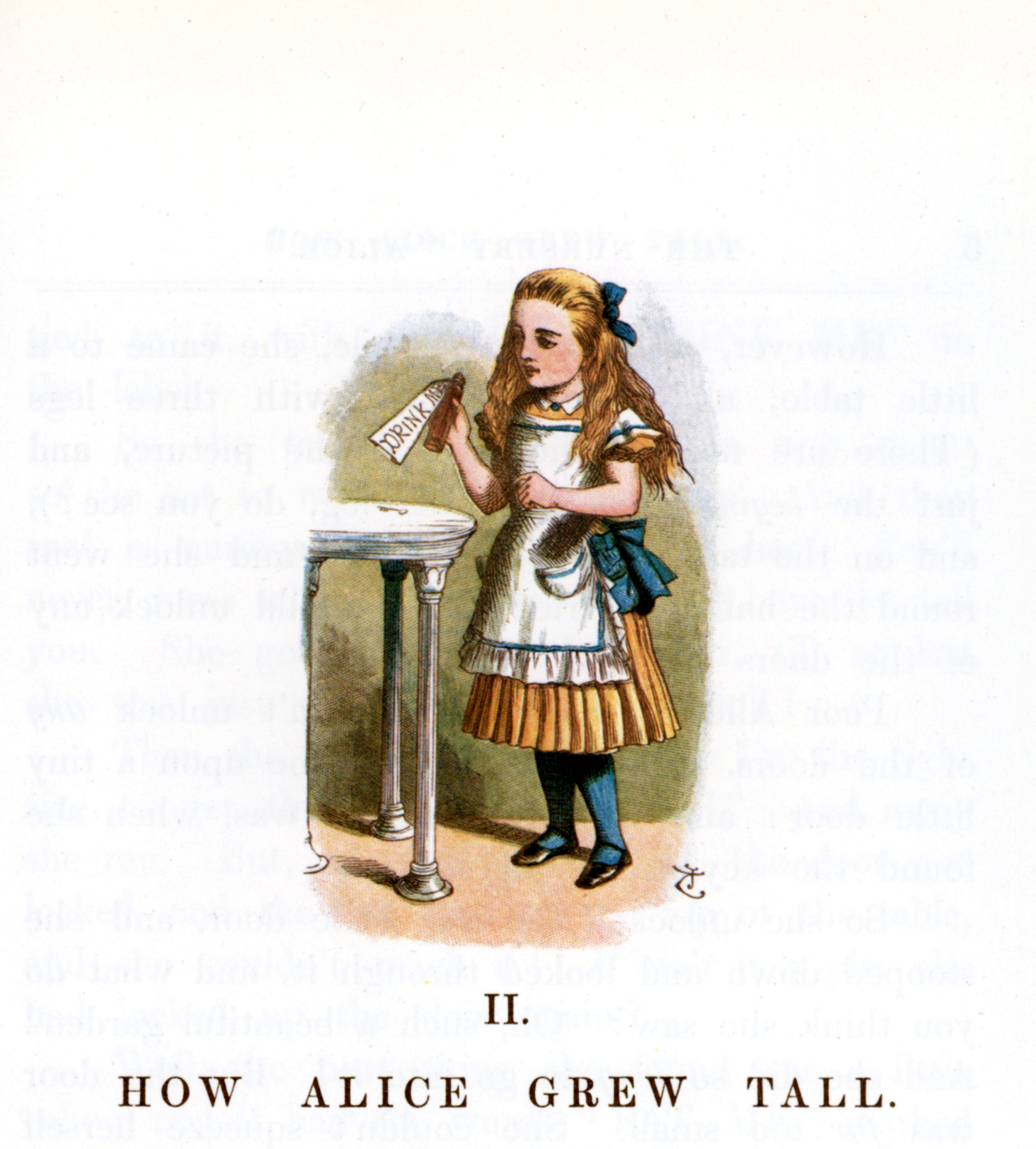John Tenniel (colorized E.G. Thomson) — How Alice grew tall