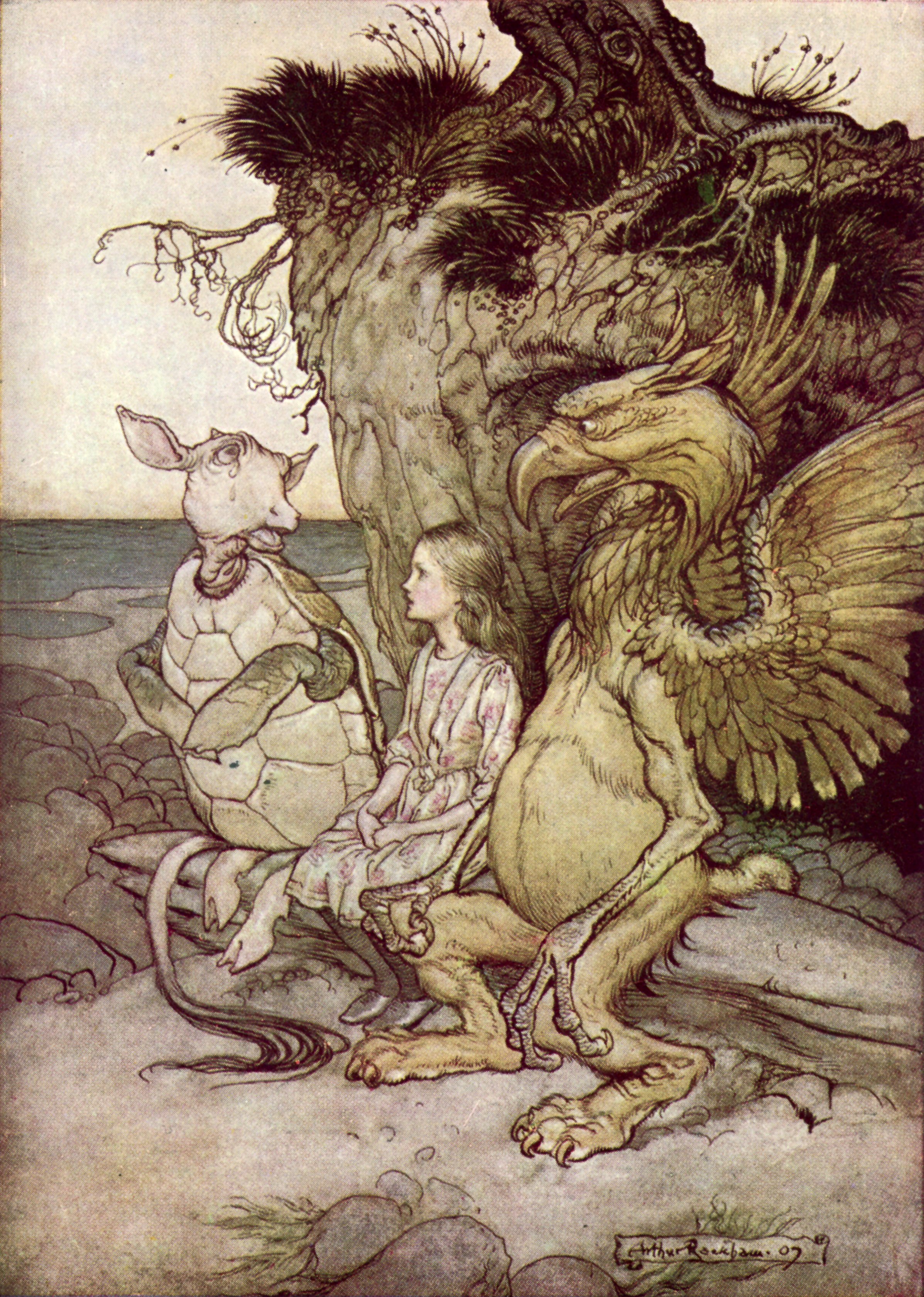 Arthur Rackham — Gryphon & Mock Turtle