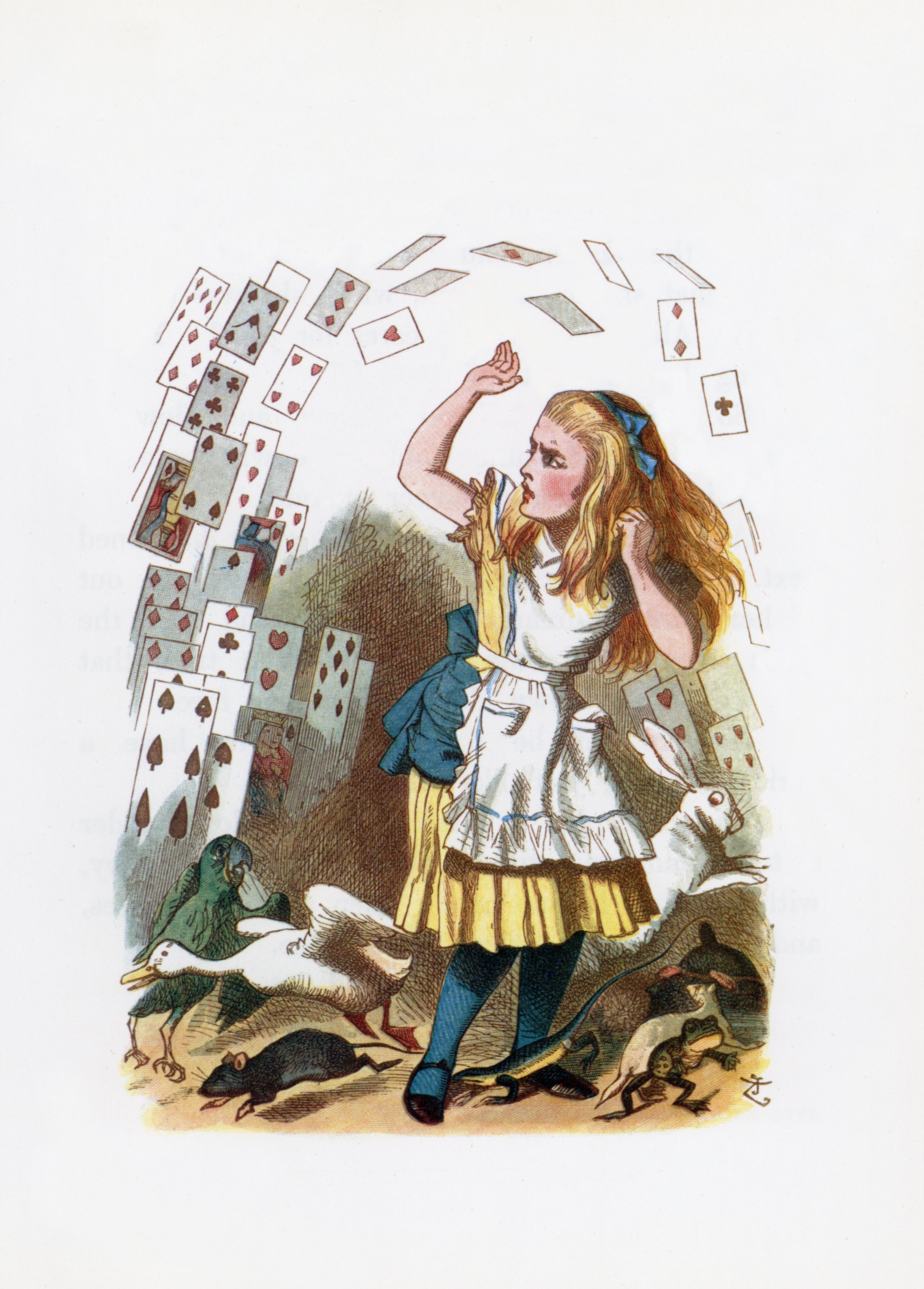 John Tenniel (colorized E.G. Thomson) — The Shower of Cards