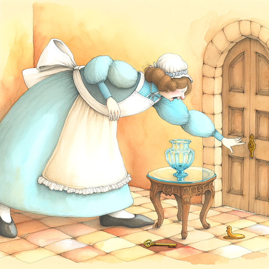 DALL-E 3 (Rackham/Tenniel style) — Nine feet tall, filling the room