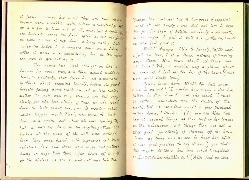 Lewis Carroll manuscript — Alice sitting with sister, beginning to get tired