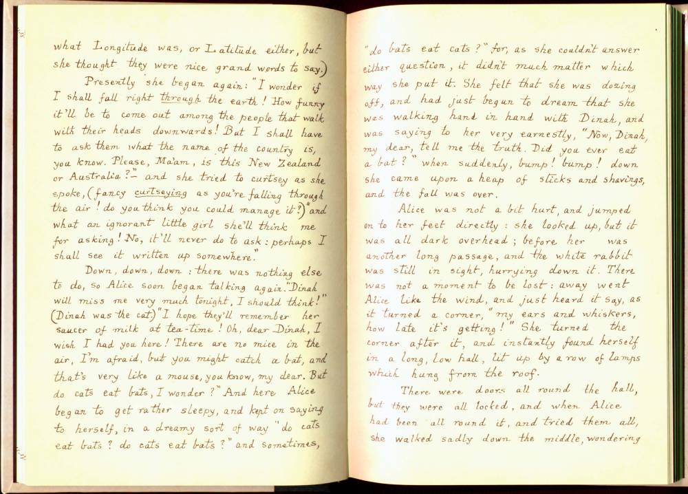 Lewis Carroll manuscript — White Rabbit running by with pocket watch
