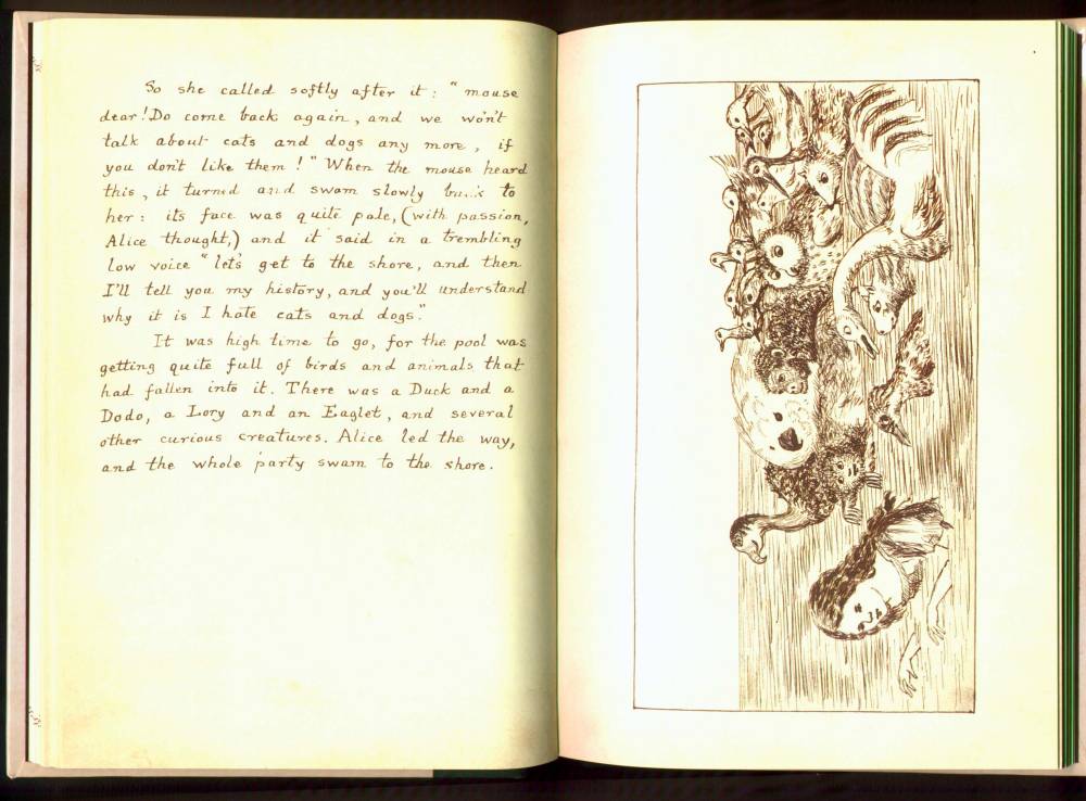 Lewis Carroll manuscript — Alice and the Mouse swimming in the pool of tears